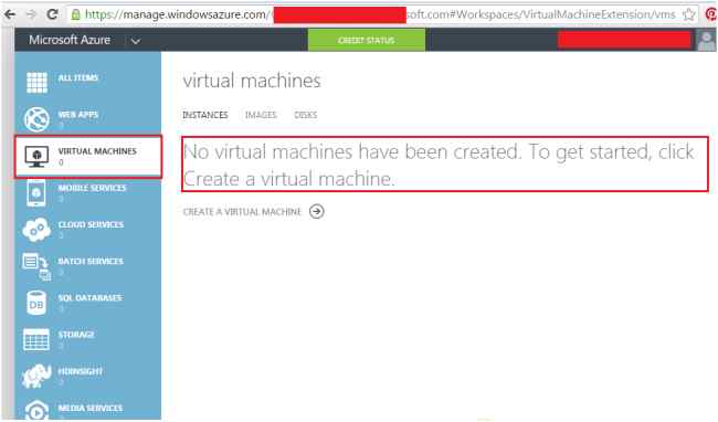 Windows Azure portal